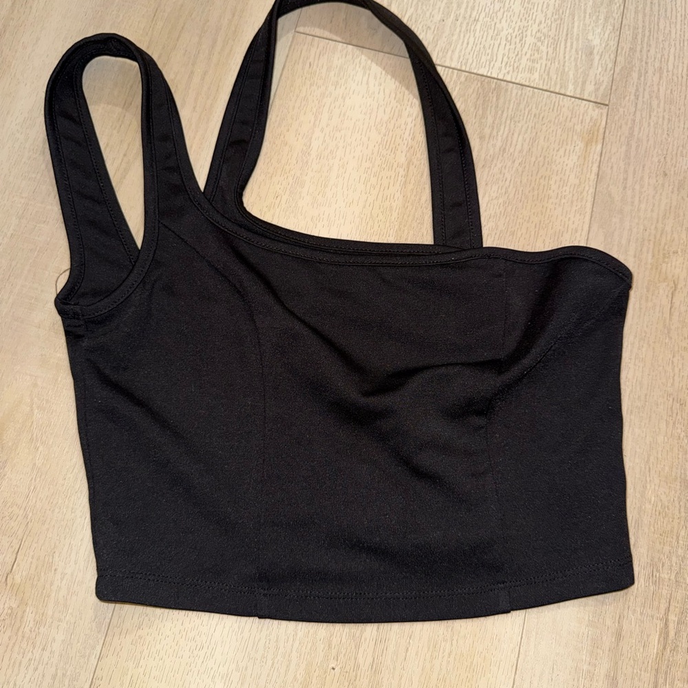 Black Stretch Crop Tank Top